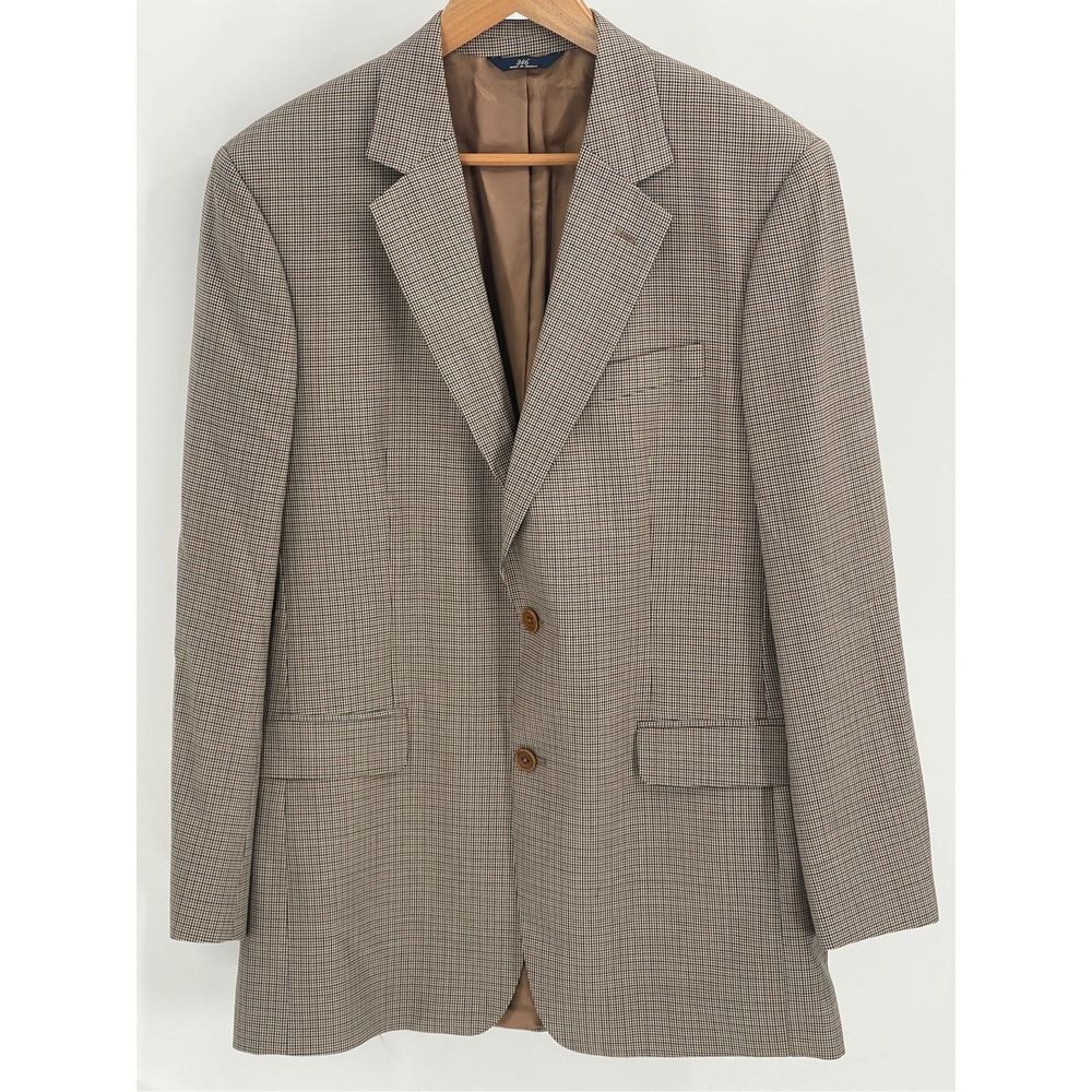 Brooks Brothers Blazer Sport Coat Men's Size 40 Houndstooth Brown Tan